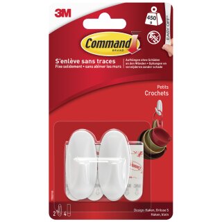 3M Command Designer-Haken Kunststoff Größe: S weiß Tragkraft: 450 g 2 Haken