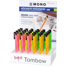 Tombow Radierstift "MONO zero" Neon 24er Display