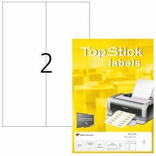 TOP STICK Universal-Etiketten 105 x 297 mm weiß 200 Etiketten