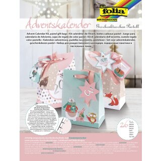 folia Adventskalender "Geschenktaschen Pastell" 26-teilig