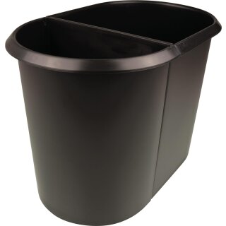helit Papierkorb "the double" oval PE ohne Deckel schwarz