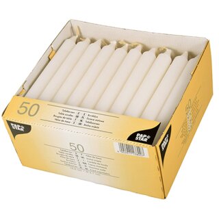 STARPAK Tafelkerzen 21 mm weiß 50er Pack