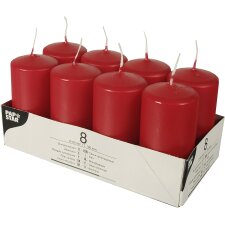 STARPAK Stumpenkerze Durchmesser: 50 mm rot 8 Stück