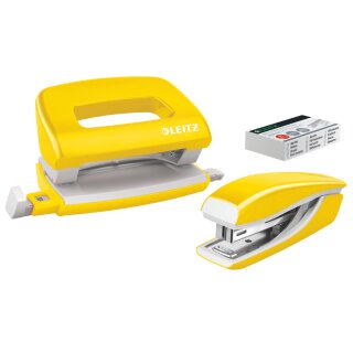 LEITZ Heftgerät- & Locher-Set Mini Nexxt WOW gelb