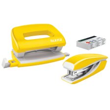 LEITZ Heftgerät- & Locher-Set Mini Nexxt WOW gelb