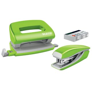 LEITZ Heftgerät- & Locher-Set Mini Nexxt WOW grün