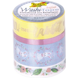 folia Deko-Klebeband Washi-Tape "FOLLOW THE RABBIT" 4er Set