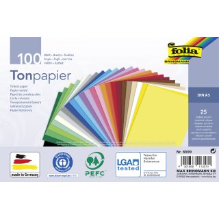 folia Tonpapier DIN A5 130 g/qm 25 Farben sortiert 100 Blatt