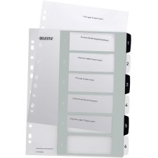 LEITZ Kunststoff-Register WOW Zahlen A4 Überbreite 1-6