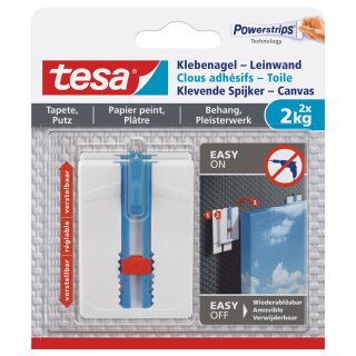 tesa Powerstrips Klebenagel für Tapete & Putz 2,0 kg 2 Nägel + 6 Strips