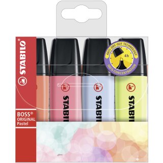 STABILO Textmarker BOSS ORIGINAL Pastel 4er PET-Etui