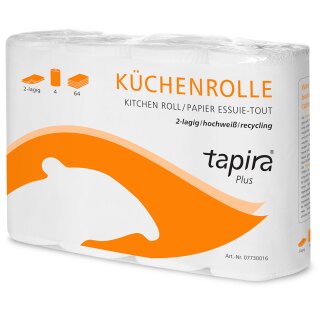 Tapira Küchenrolle Plus 2-lagig hochweiß 4 Rollen à 64 Blatt