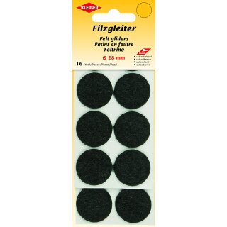 KLEIBER Filzgleiter Durchmesser: 28 mm schwarz 16 Stück