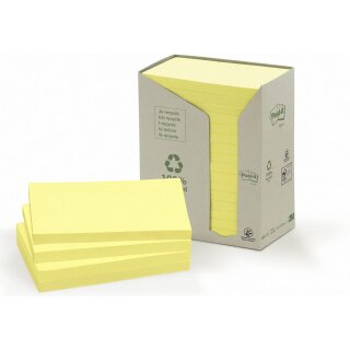 Post-it Haftnotizen Recycling 127 x 76 mm gelb 16 Blöcke á 100 Blatt