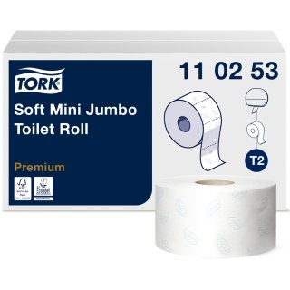 TORK Minirollen-Toilettenpapier Jumbo 2-lagig weiß 170 m 12 Rollen á 850 Blatt