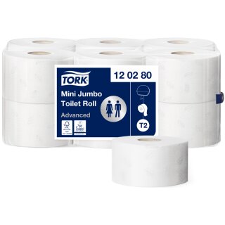 TORK Minirollen-Toilettenpapier Jumbo 2-lagig weiß 170 m