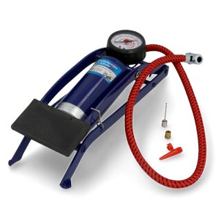 cartrend Fußluftpumpe Einzylinder blau Manometer bis 7 bar