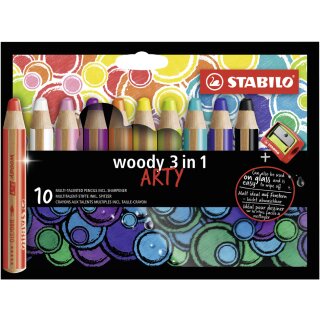 STABILO Multitalentstift woody 3 in 1 10er Karton-Etui ARTY