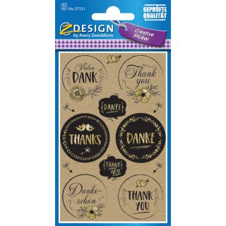 AVERY Zweckform ZDesign CREATIVE Geschenke-Sticker "DANKE" 2 Blatt à 13 Etiketten