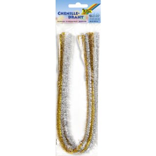 folia Chenilledraht 8 x 500 mm gold und silber 10 Stück