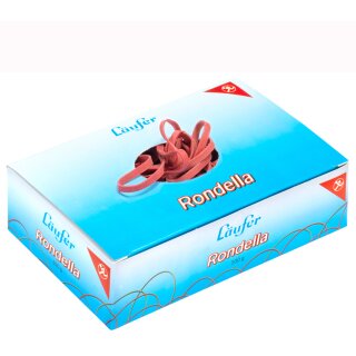 Läufer Gummibänder RONDELLA im Karton 130 x 4 mm 500 g rot