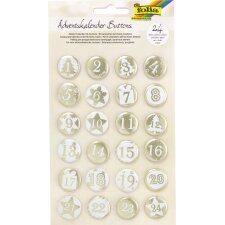 folia Adventskalender-Buttons PERLMUTT aus Blech 1 - 24...