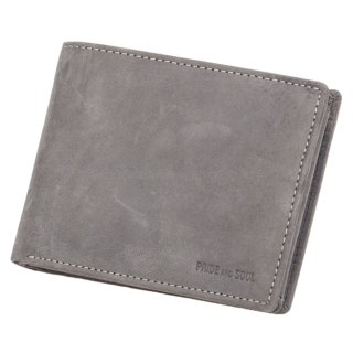 PRIDE&SOUL Geldbörse RFID im Querformat aus Leder grau