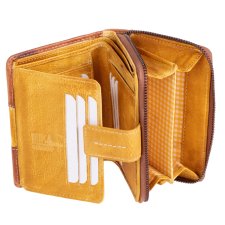 MIKA Damengeldbörse aus Leder Farbe: braun-gelb