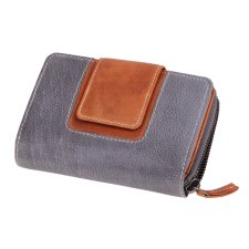 MIKA Damengeldbörse aus Leder Farbe: grau-braun