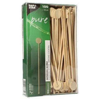 PAPSTAR Getränke-Quirle "pure" aus Bambus Länge: 180 mm