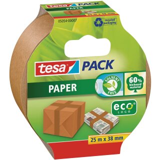tesapack PAPER ecoLogo Verpackungsklebeband 38 mm x 25 m braun