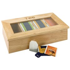 APS Teebox aus Holz 4 Kammern dunkelbraun