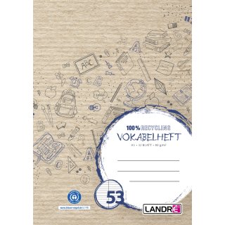 LANDRÉ Vokabelheft Recycling DIN A5 2-spaltig 32 Blatt