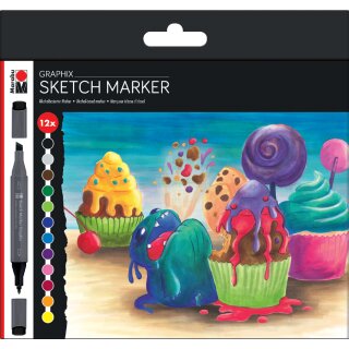 Marabu Sketch-Marker Graphix "SUGARHOLIC" 12er Etui