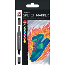Marabu Sketch-Marker Graphix "HEAT" 6er Etui
