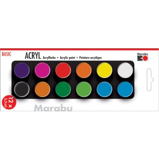 Marabu Acrylfarben-Set "BASIC" 12 x 3,5 ml