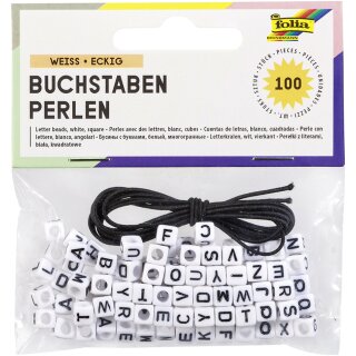 folia Buchstaben-Perlen eckig 100 Stück weiß
