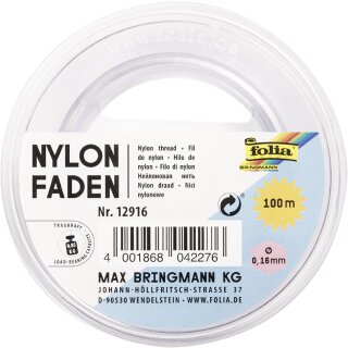folia Nylonfaden auf Spule 0,16 mm x 100 m transparent