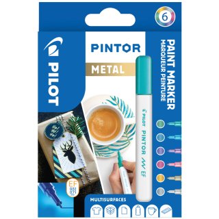 PILOT Pigmentmarker PINTOR extra fein 6er Set "METAL MIX"