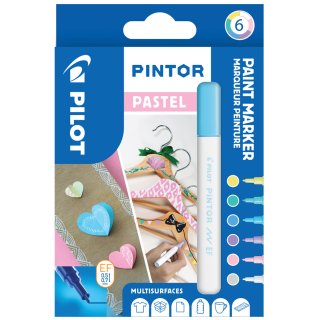 PILOT Pigmentmarker PINTOR extra fein 6er Set "PASTEL MIX"