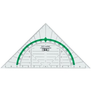 M+R Geodreieck "Green Line" Hypotenuse: 160 mm glasklar