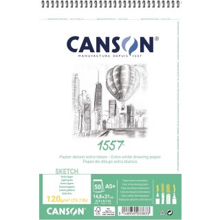 CANSON Zeichenpapierblock 1557 DIN A5 120 g/qm 50 Blatt reinweiß