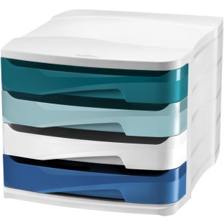 CEP Schubladenbox Riviera 4 Schübe weiß / blau