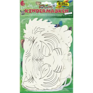 folia Kindermasken "Exotische Tiere" aus Pappe weiß 6 Stück