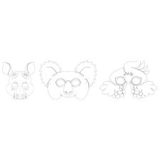 folia Kindermasken "Exotische Tiere" aus Pappe weiß 6 Stück