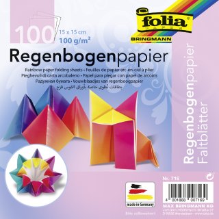 folia Regenbogen-Faltblätter 150 x 150 mm 100 g/qm 100 Blatt