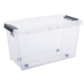 plast team Aufbewahrungsbox PROBOX mit Rollen 70 Liter transparent