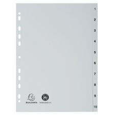 EXACOMPTA Kunststoff-Register Zahlen DIN A4 10-teilig grau