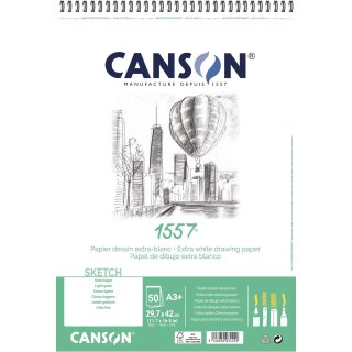 CANSON Zeichenpapierblock 1557 DIN A3 180 g/qm 30 Blatt reinweiß