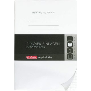 herlitz Papier-Ersatzeinlagen für Notizheft my.book flex A4 kariert 2 Blöcke á 40 Blatt